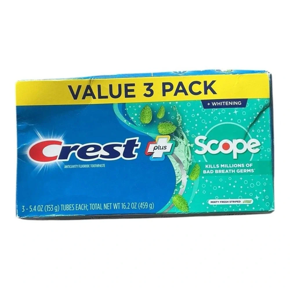 Crest + Scope Toothpaste (5.4 oz, 3‎ Pack) - Whitening Mint Fresh